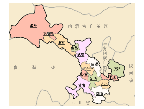 甘肃全省地区地图图片